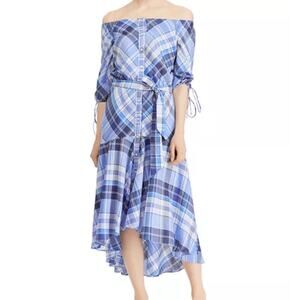 LAUREN Ralph Lauren Blue Plaid Midi Dress